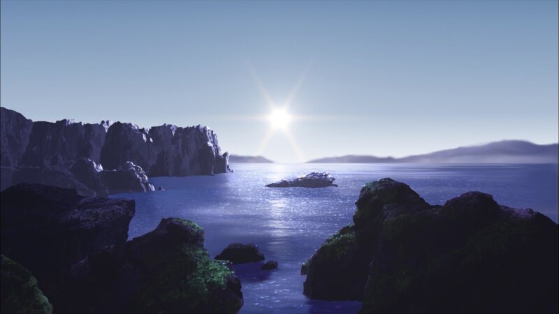 Sunrise over rocky coastline