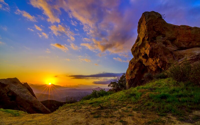 Sunrise over Rocky Hills — Blue, Dramatic