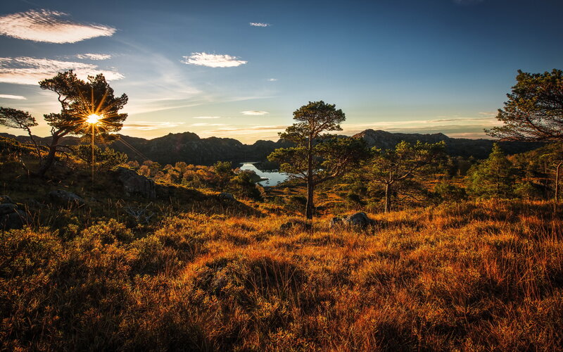 Sunrise over Rocky Hills — Blue, Serene, Sunset