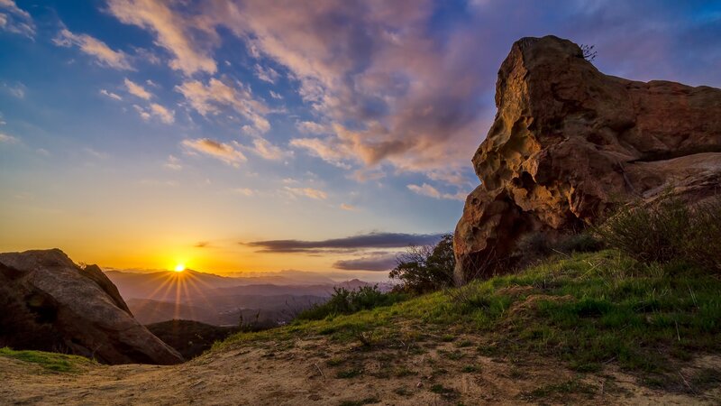 Sunrise over Rocky Hills — Blue, Serene