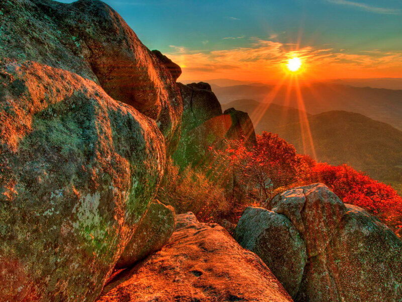 Sunrise over Rocky Peak — Orange, Dramatic, Sunset