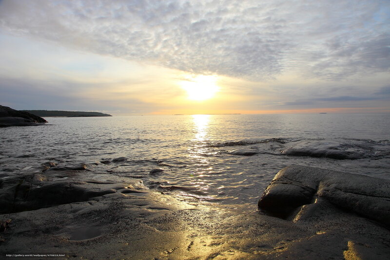Sunrise over Rocky Shore — Yellow, Serene, Sunset