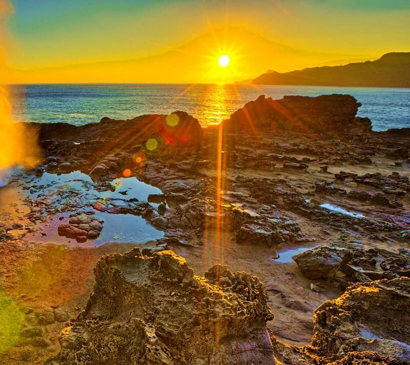 Sunrise over Rocky Shore — Yellow