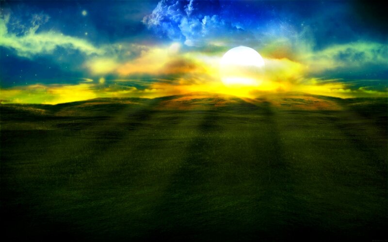 Sunrise over rolling hills