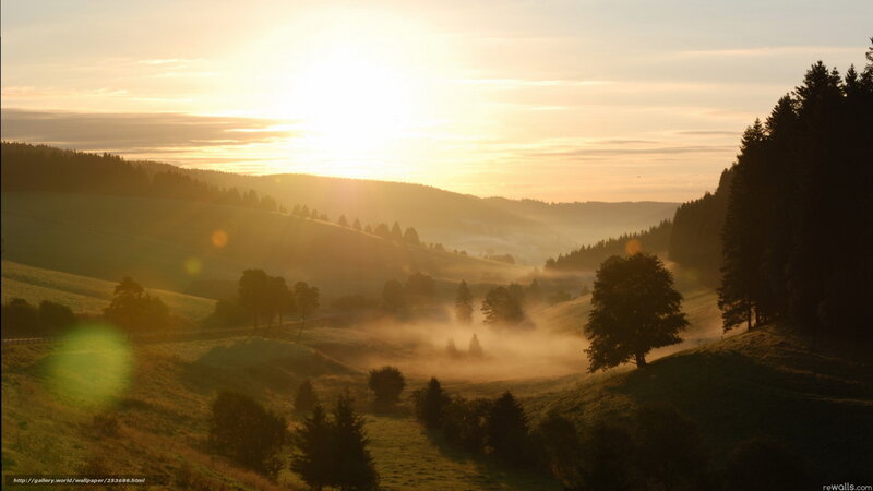 Sunrise over Rolling Hills — Gold, Serene