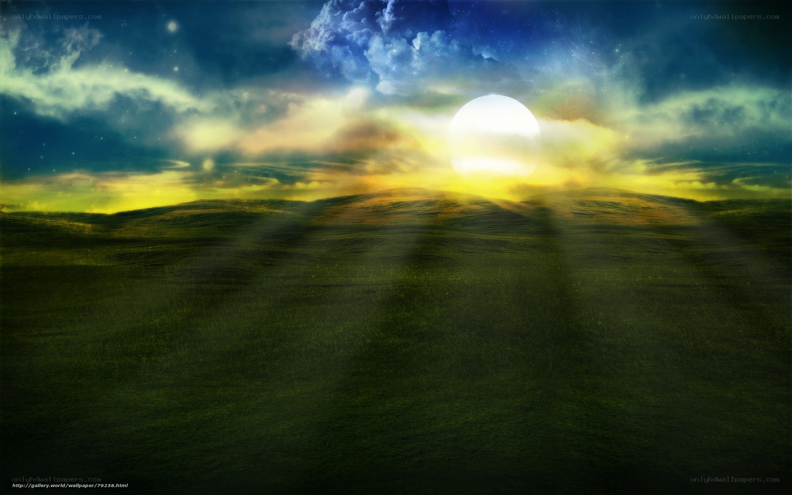 Sunrise over rolling hills
