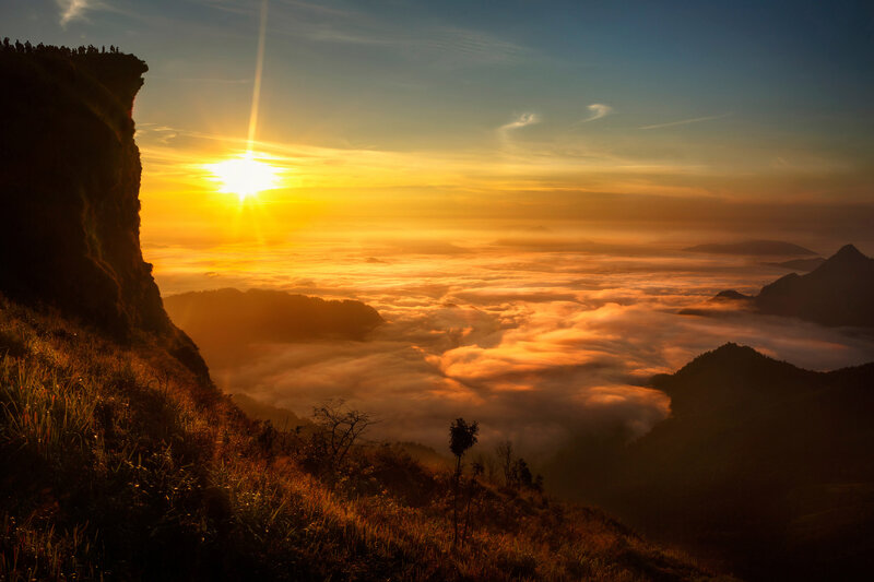 Sunrise over Sea of Clouds — Orange, Dramatic