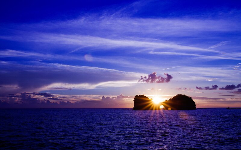 Sunrise over Sea Rocks — Blue
