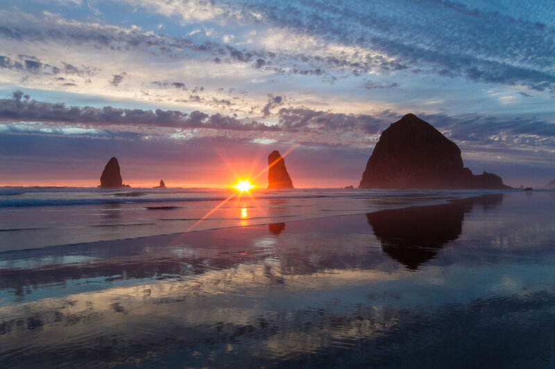 Sunrise over Sea Stacks — Orange