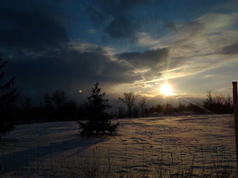 Sunrise over Snowy Field — Blue