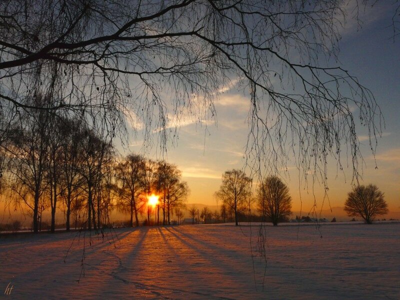 Sunrise over Snowy Field — Orange