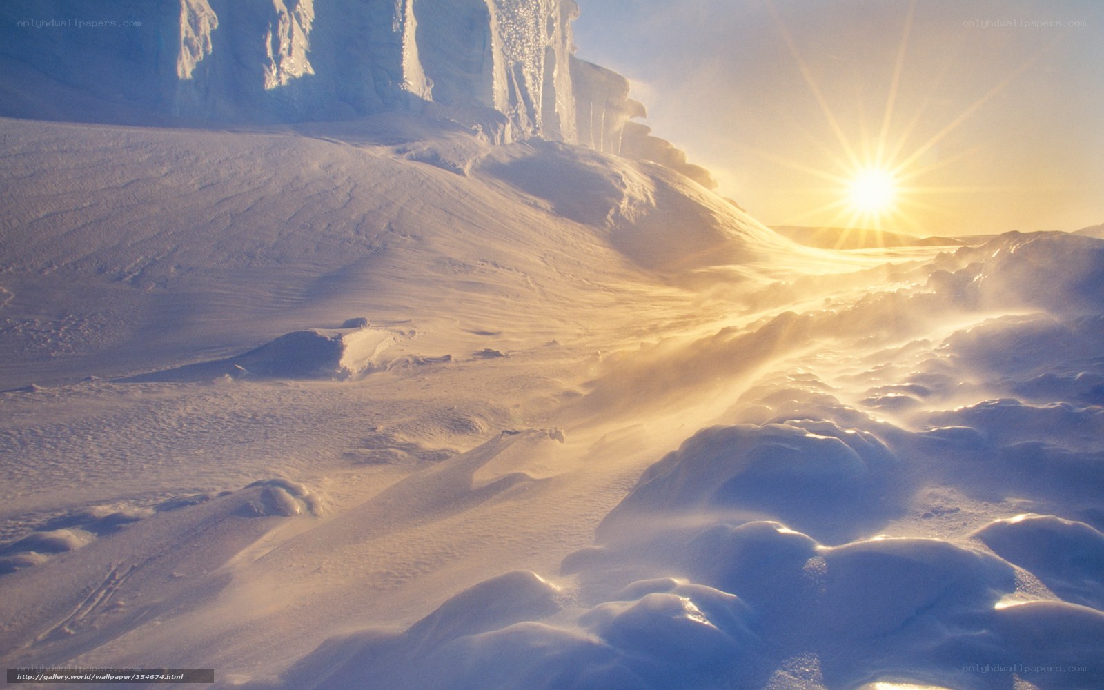Sunrise over snowy landscape