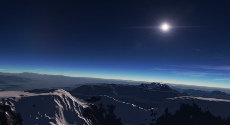 Sunrise over snowy mountains