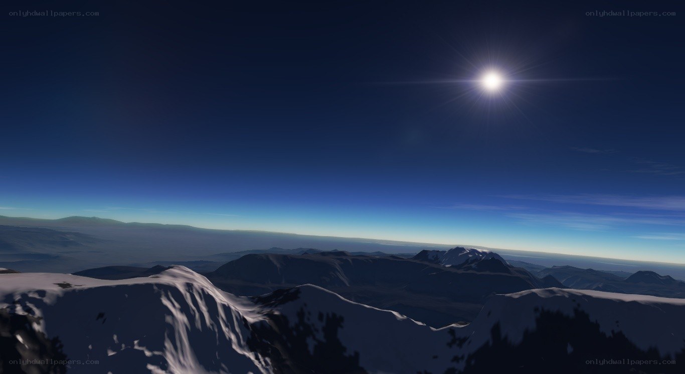 Sunrise over snowy mountains