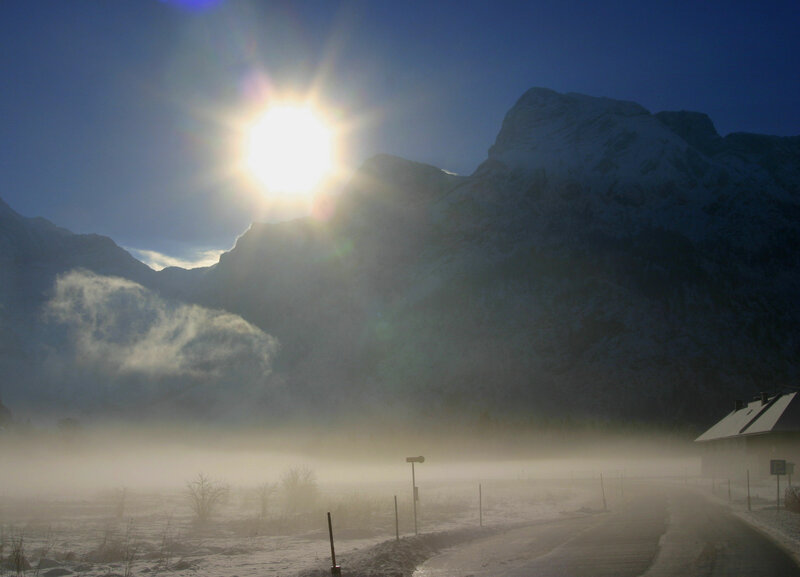 Sunrise over Snowy Mountains — Blue