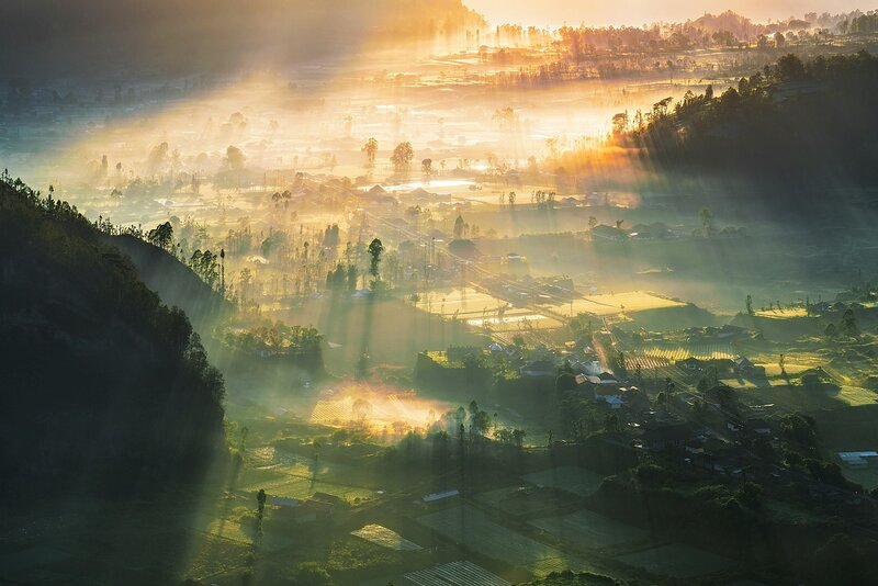 Sunrise over Valley — Gold