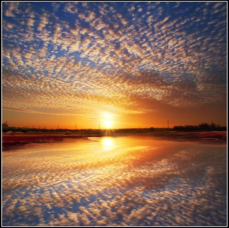 Sunrise over Water — Blue, Dramatic