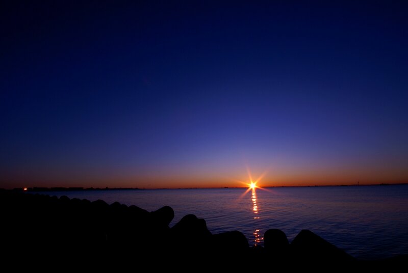 Sunrise over Water — Blue, Serene, Photograph