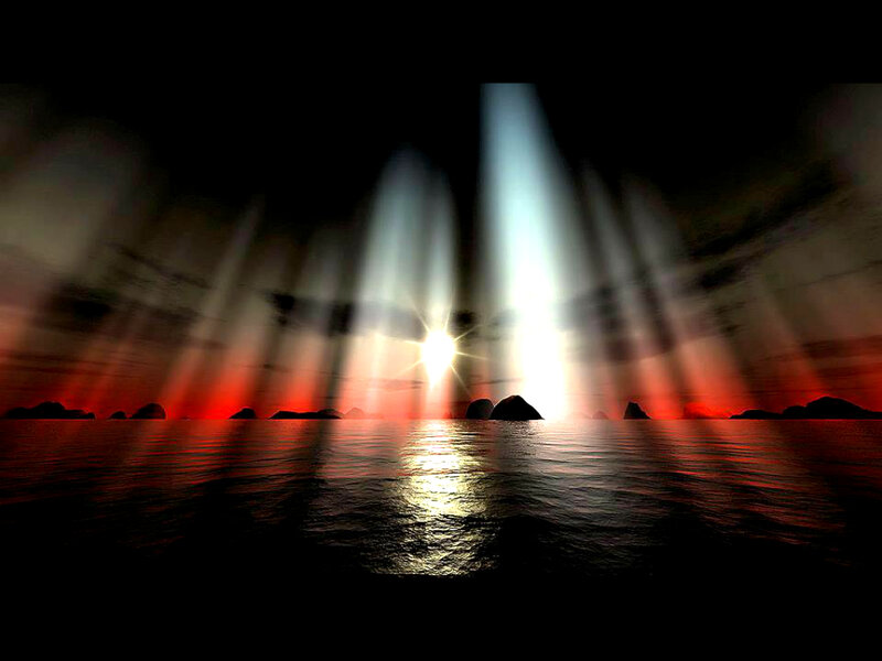Sunrise over Water — Red, Dramatic