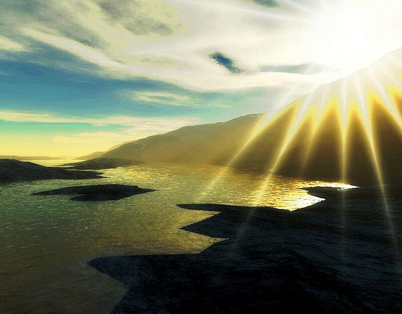 Sunrise over Water — Yellow, Dramatic
