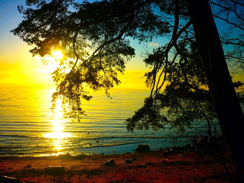 Sunrise over Water — Yellow, Serene, Sunset