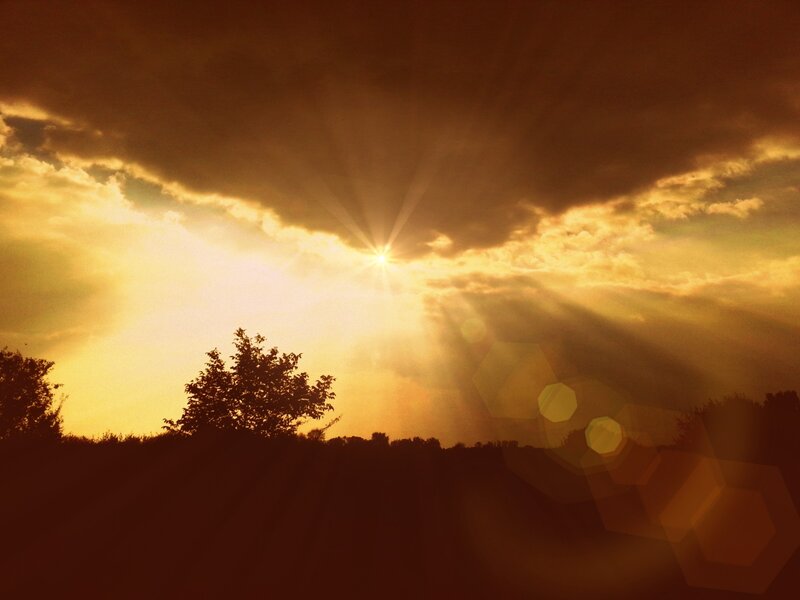 Sunrise Through Clouds — Yellow, Dramatic