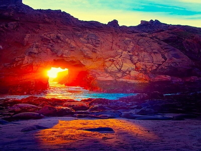 Sunrise Through Sea Cave
