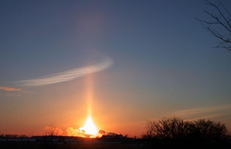 Sunrise with light pillar
