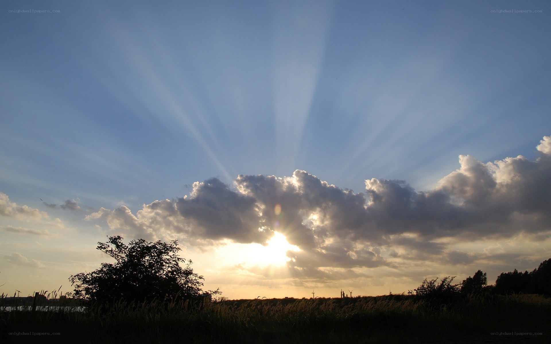 Sunrise with sunbeams