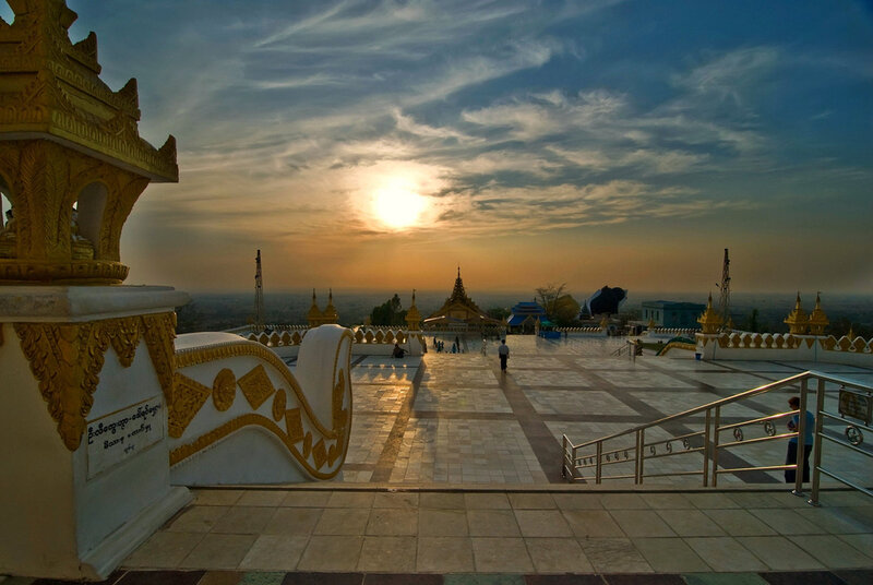 Sunset at a Buddhist temple