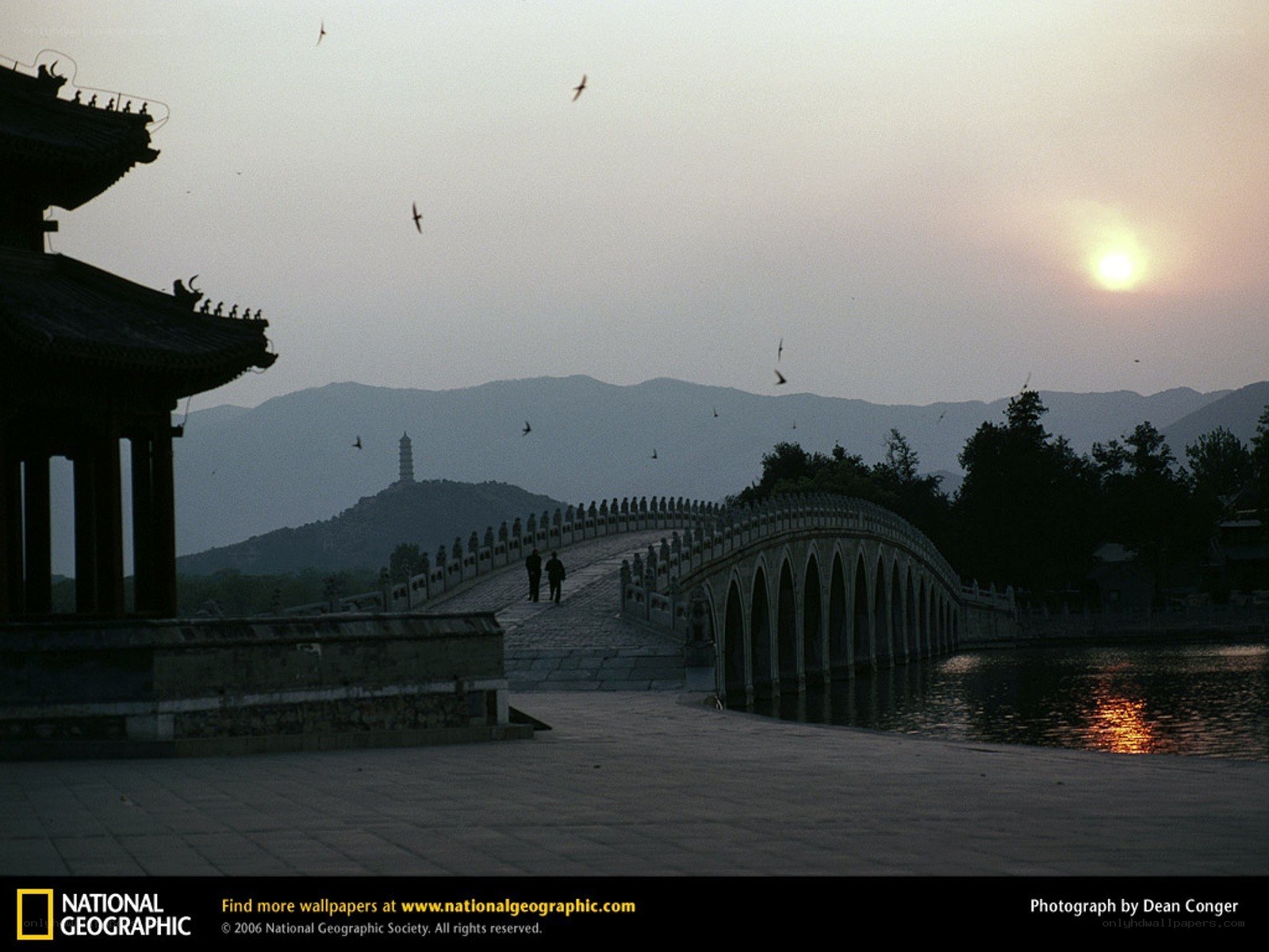 Sunset at a Chinese garden