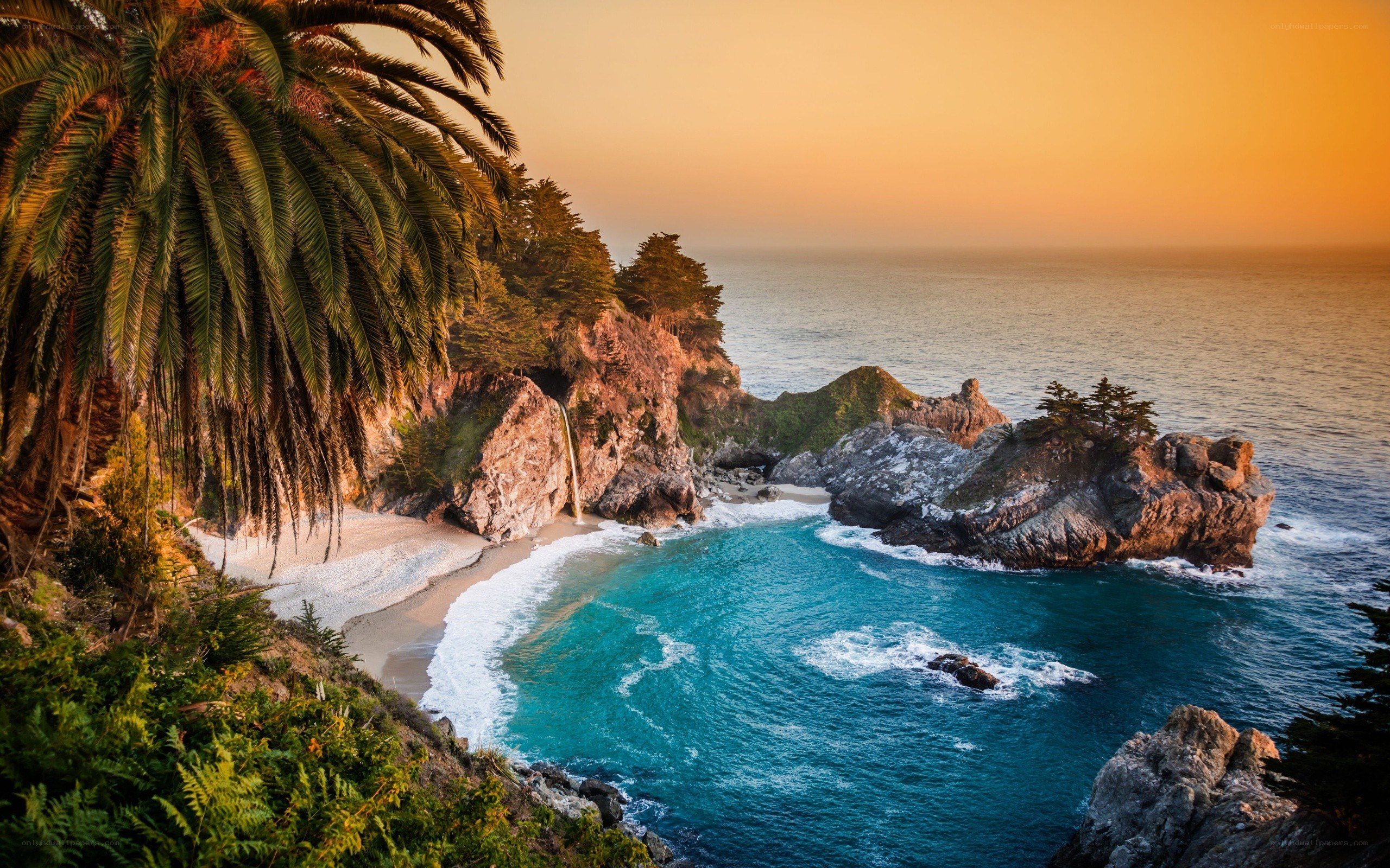 Sunset at a coastal cove