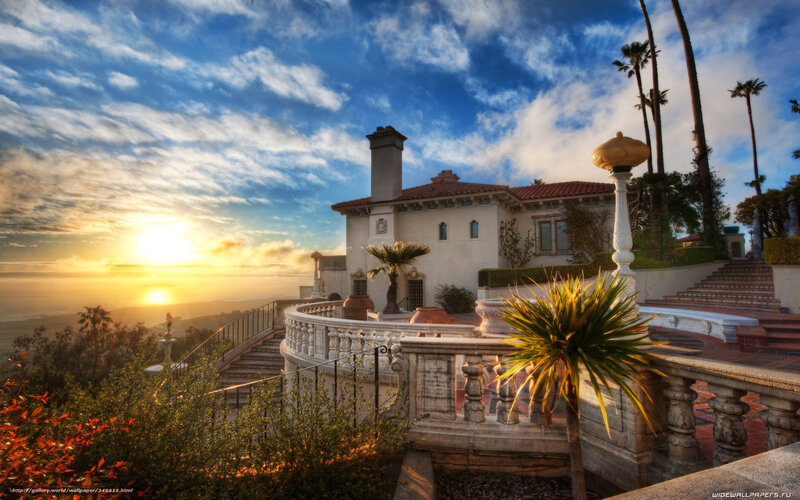 Sunset at a coastal villa
