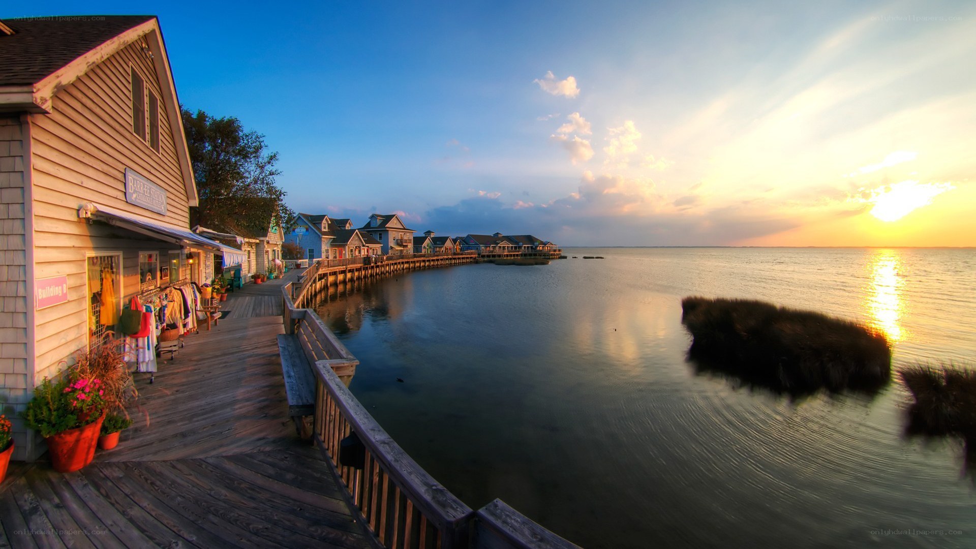 Sunset at a coastal village