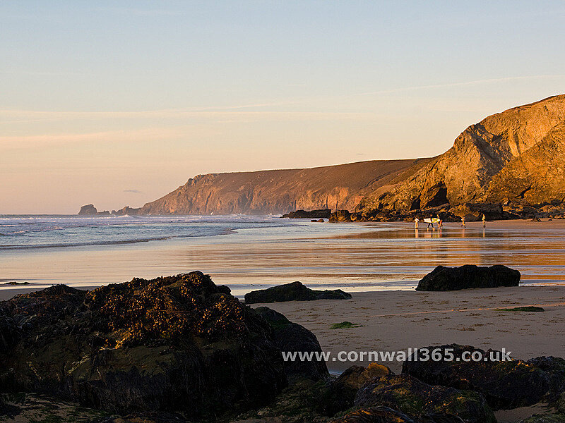 Sunset at a Cornish beach