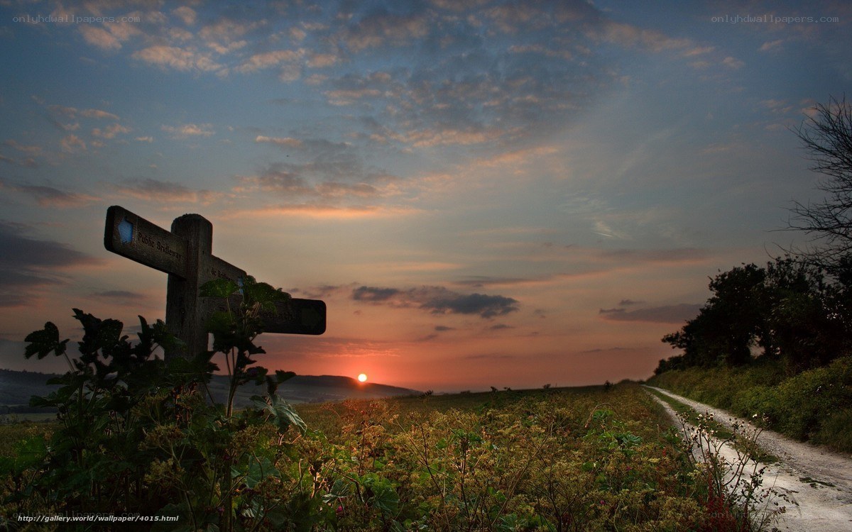 Sunset at a crossroads