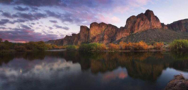 Sunset at a desert river