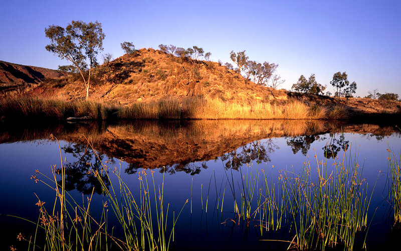 Sunset at a desert waterhole