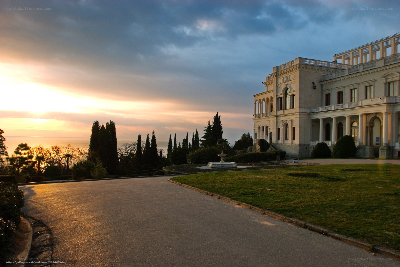 Sunset at a grand estate