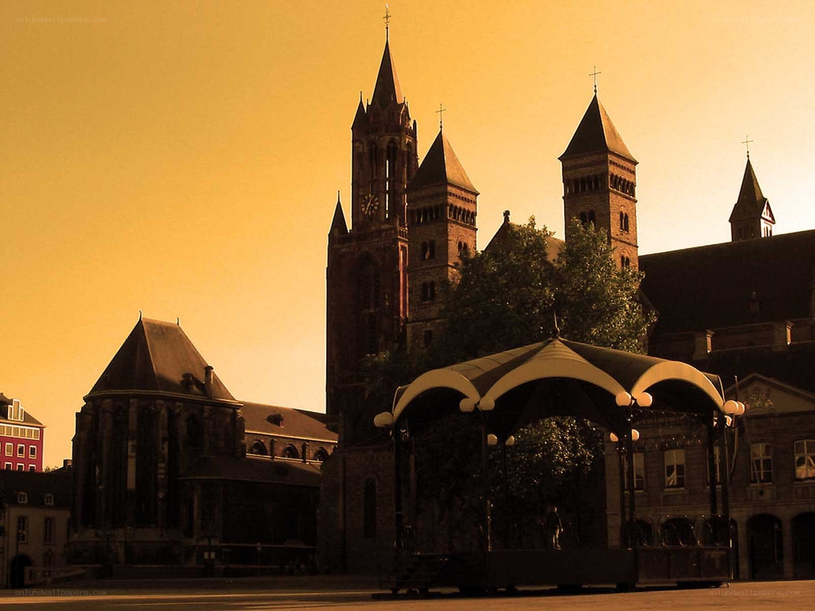 Sunset at a historic cathedral