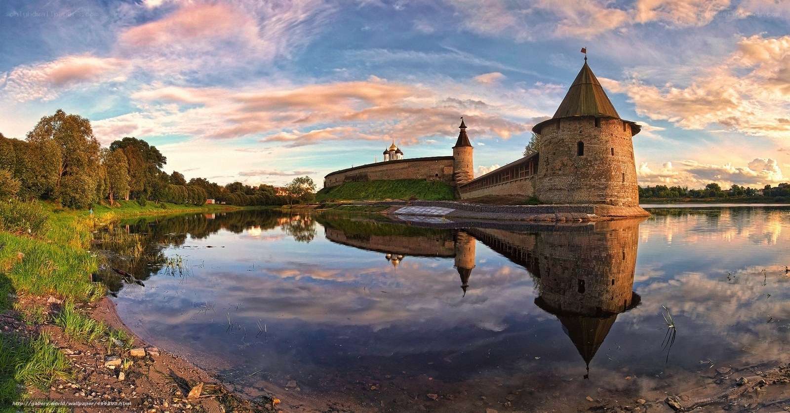 Sunset at a historic river fortress