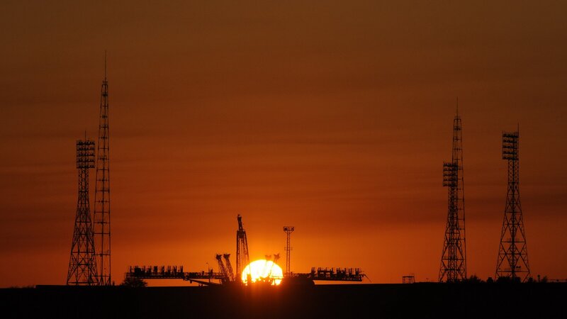 Sunset at a launch site