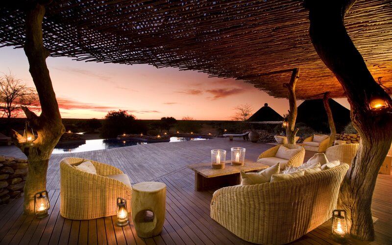 Sunset at a luxury lodge