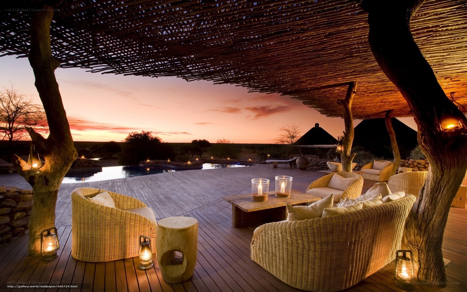 Sunset at a luxury lodge