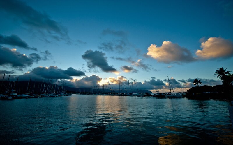 sunset at a marina