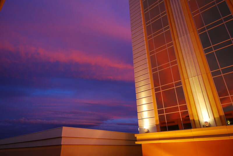 Sunset at a modern building