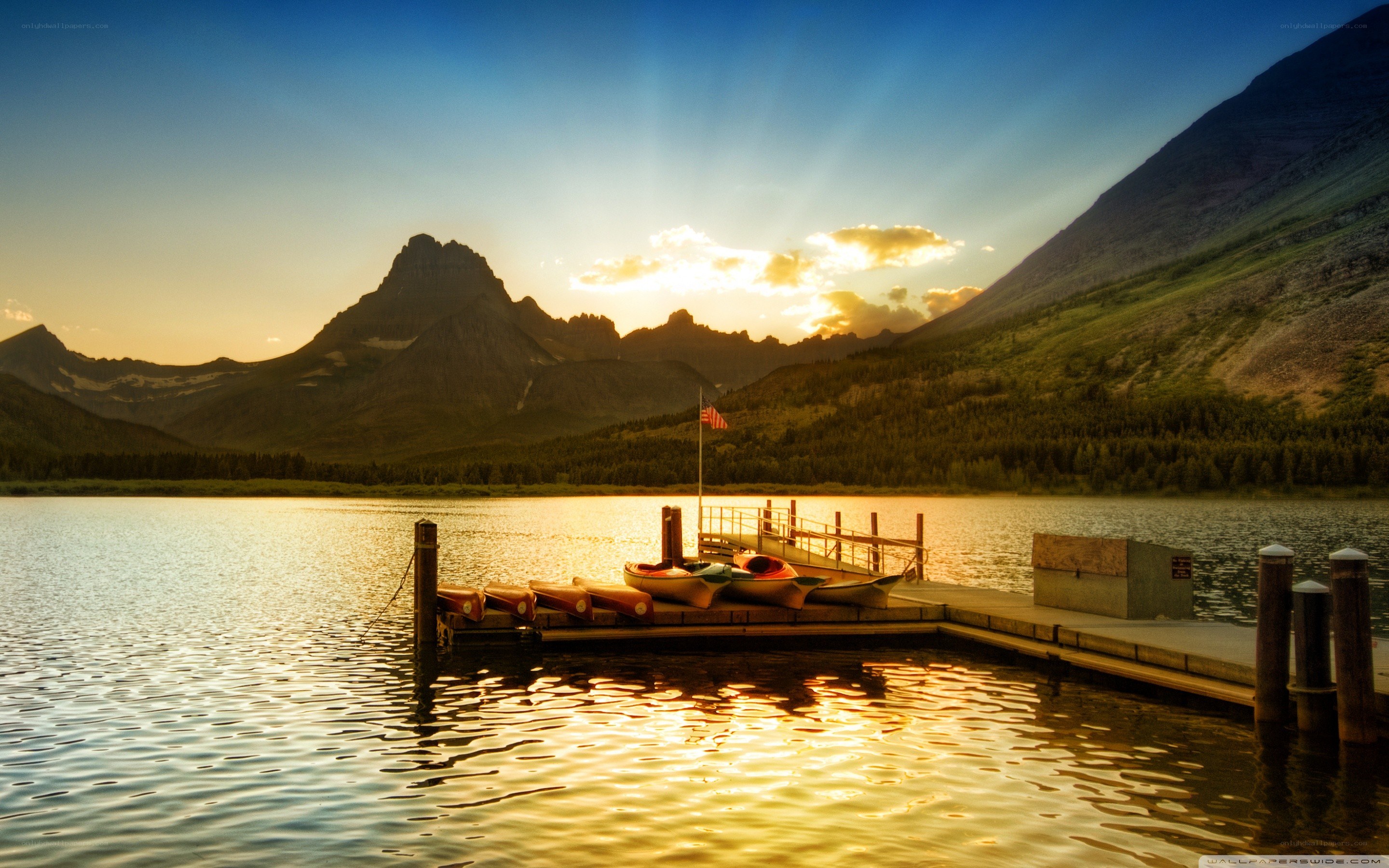 Sunset at a mountain lake