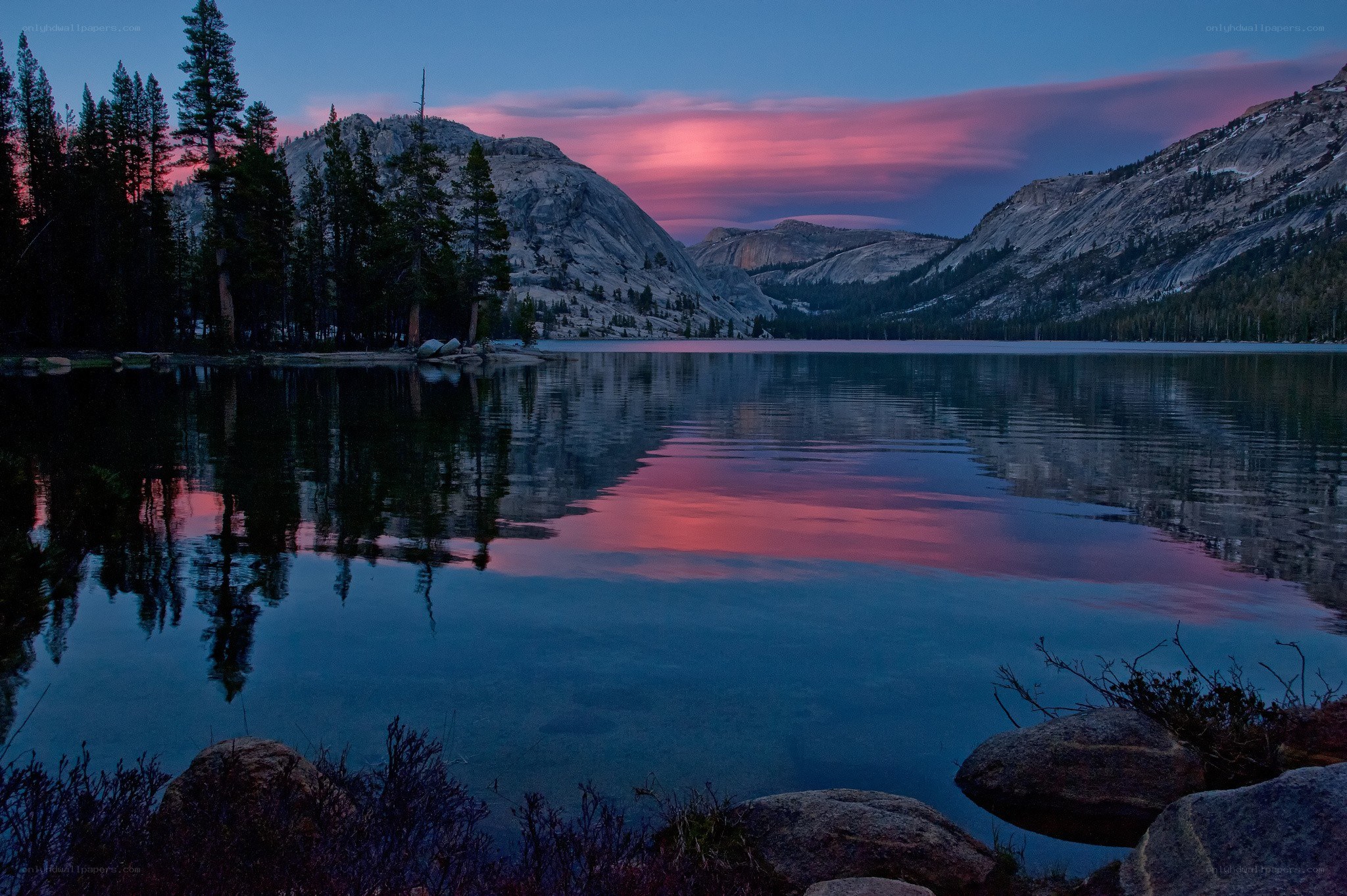 Sunset at a mountain lake