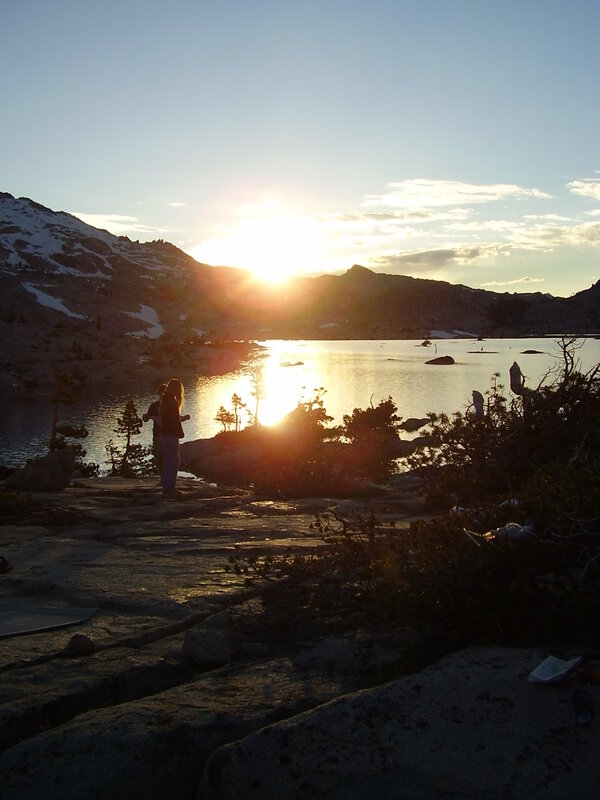 Sunset at a mountain lake