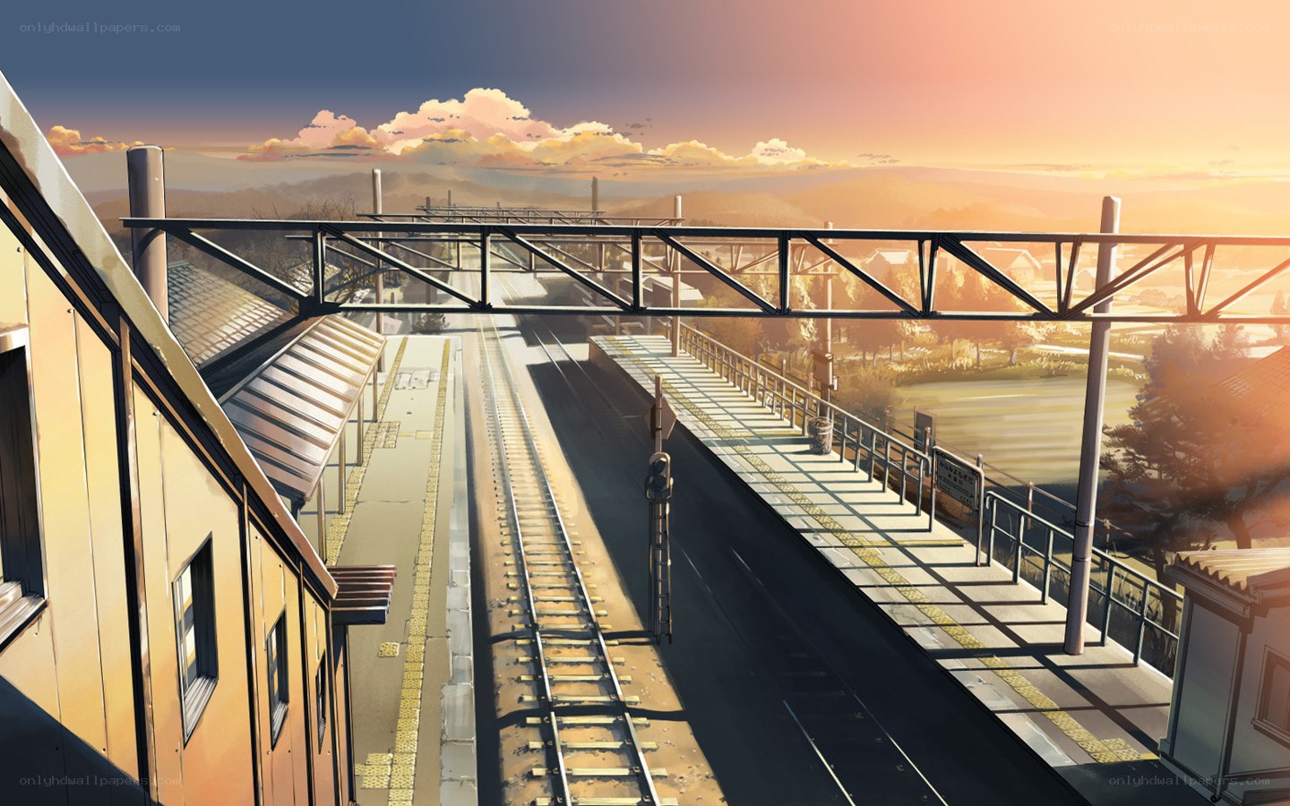 Sunset at a quiet train station